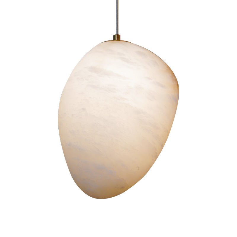 Elegant Pendant Light Brass Alabaster Adjustable Height 12