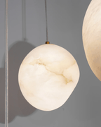 Elegant Pendant Light Brass Alabaster Adjustable Height 8