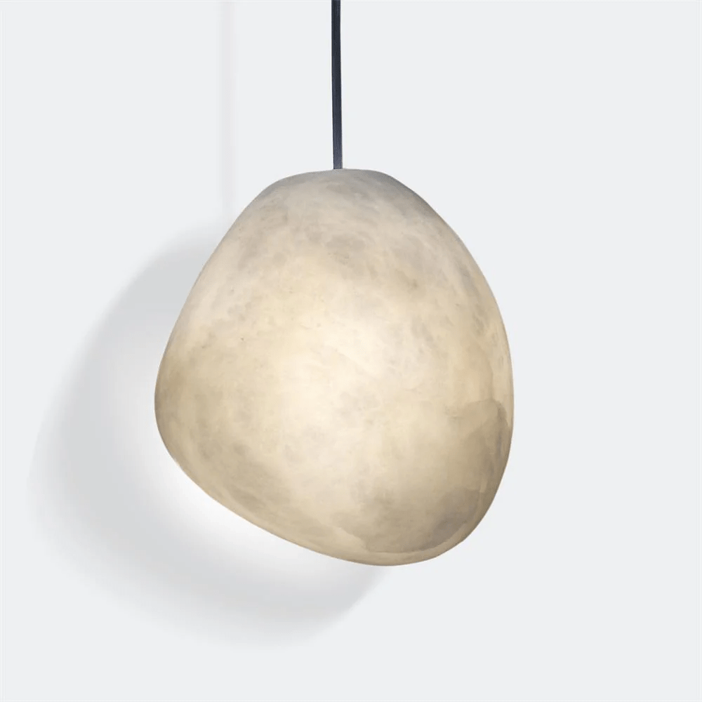 Elegant Pendant Light Brass Alabaster Adjustable Height 9