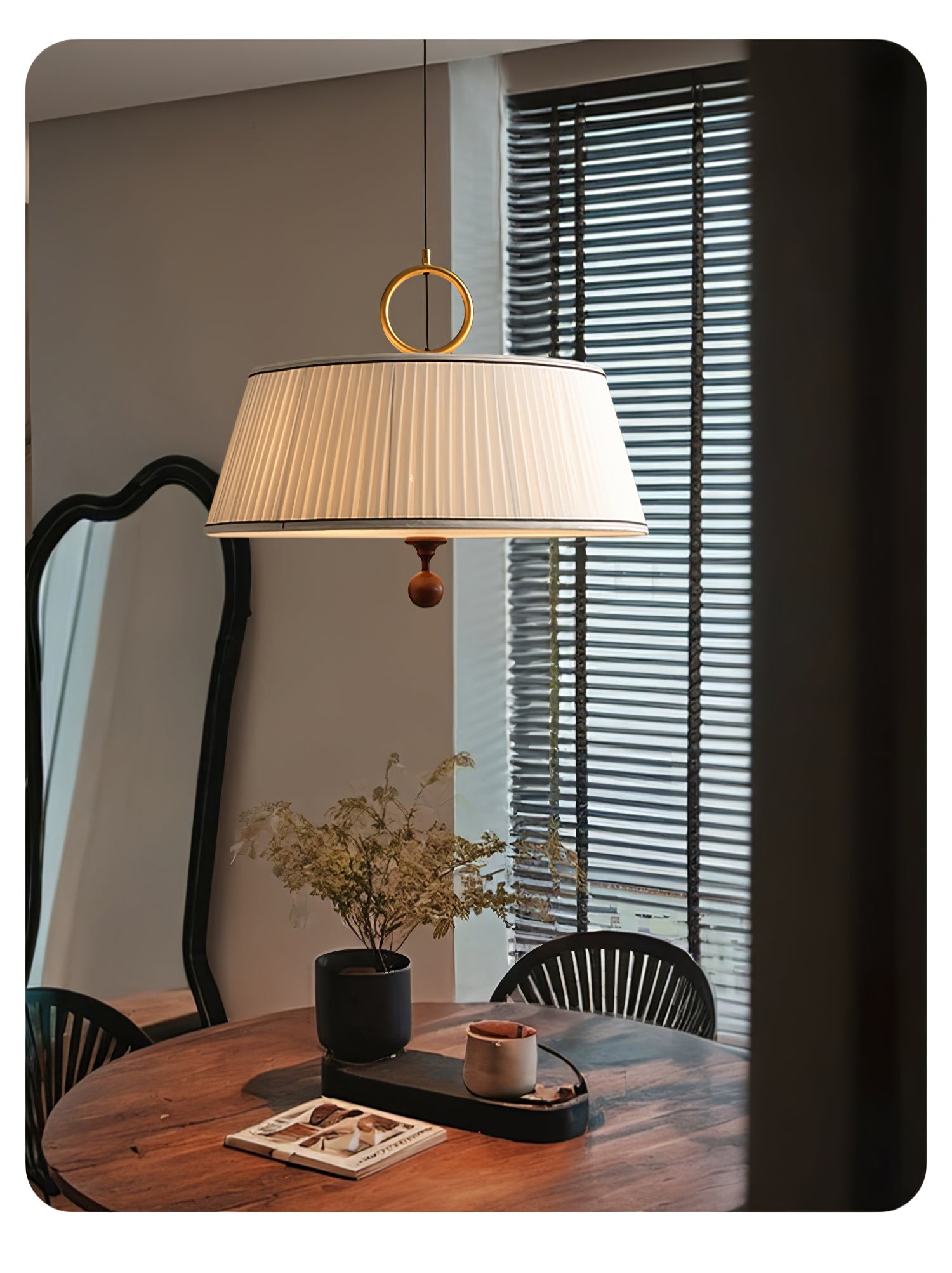 Elegant Pendant Light Fabric Metal Adjustable Height 7