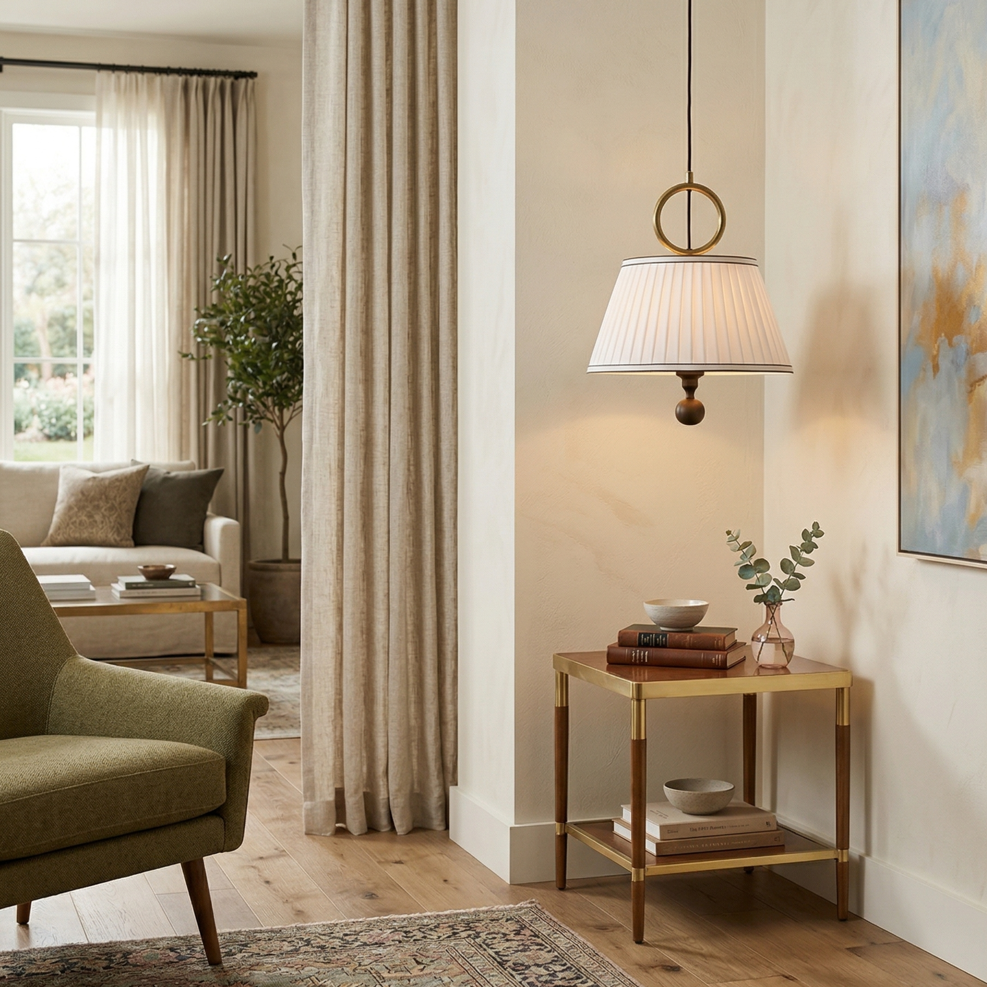 Elegant Pendant Light Fabric Metal Adjustable Height 99