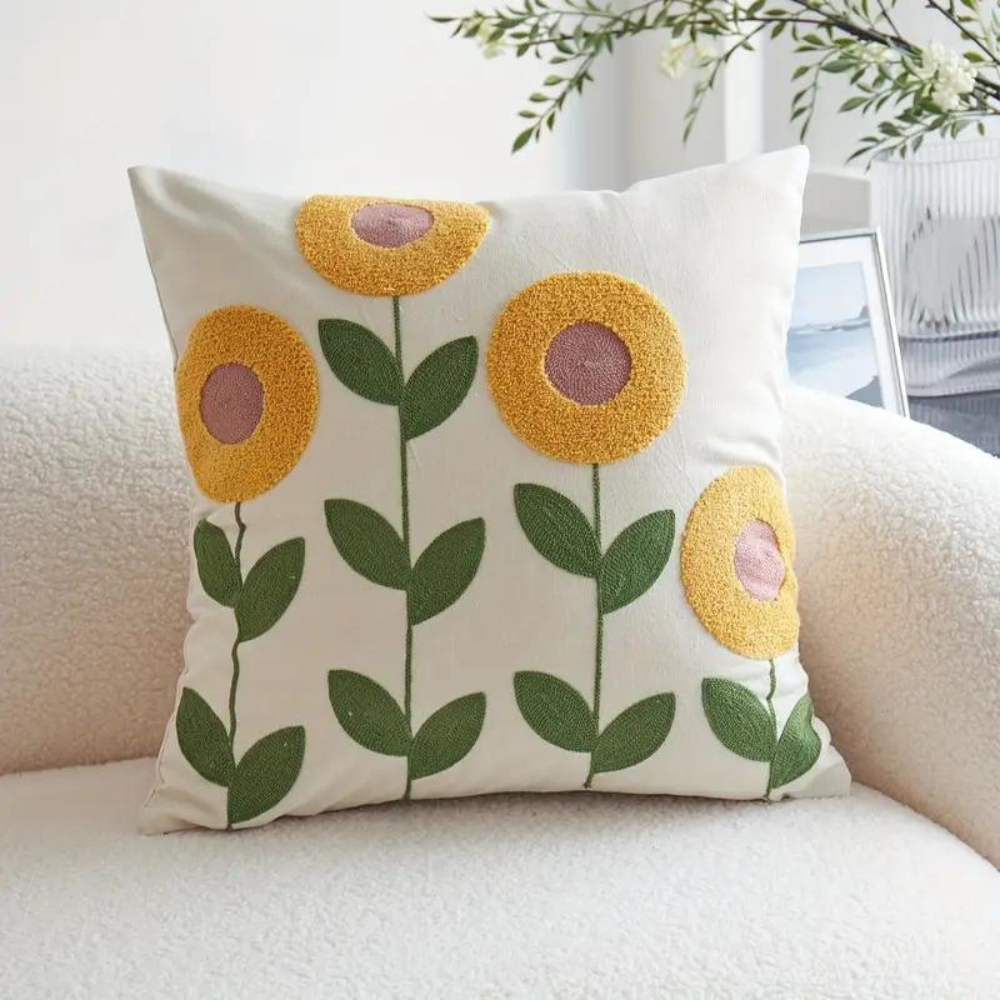 Elegant Plant Pattern Cushion Cover Cotton Blend 0
