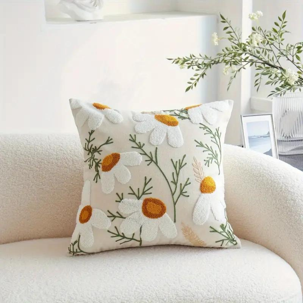 Elegant Plant Pattern Cushion Cover Cotton Blend 1