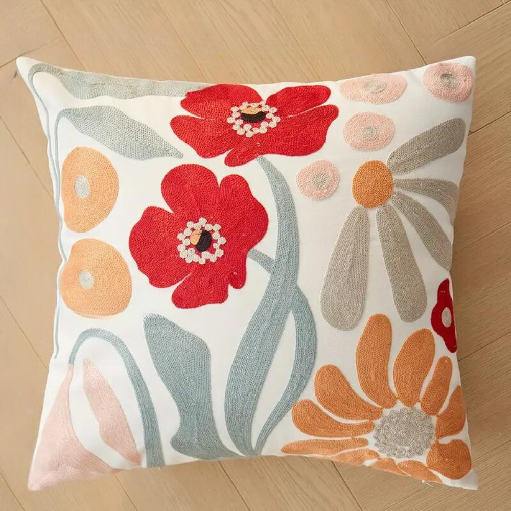 Elegant Plant Pattern Cushion Cover Cotton Blend 3