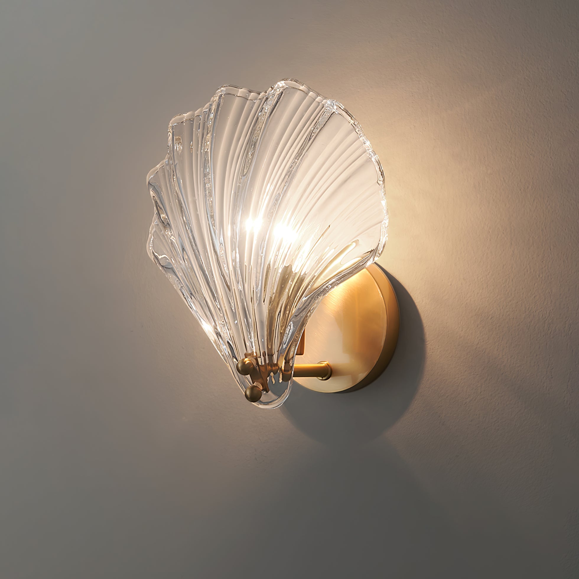 Elegant Shell Design LED Wall Sconce Brass Finish 0