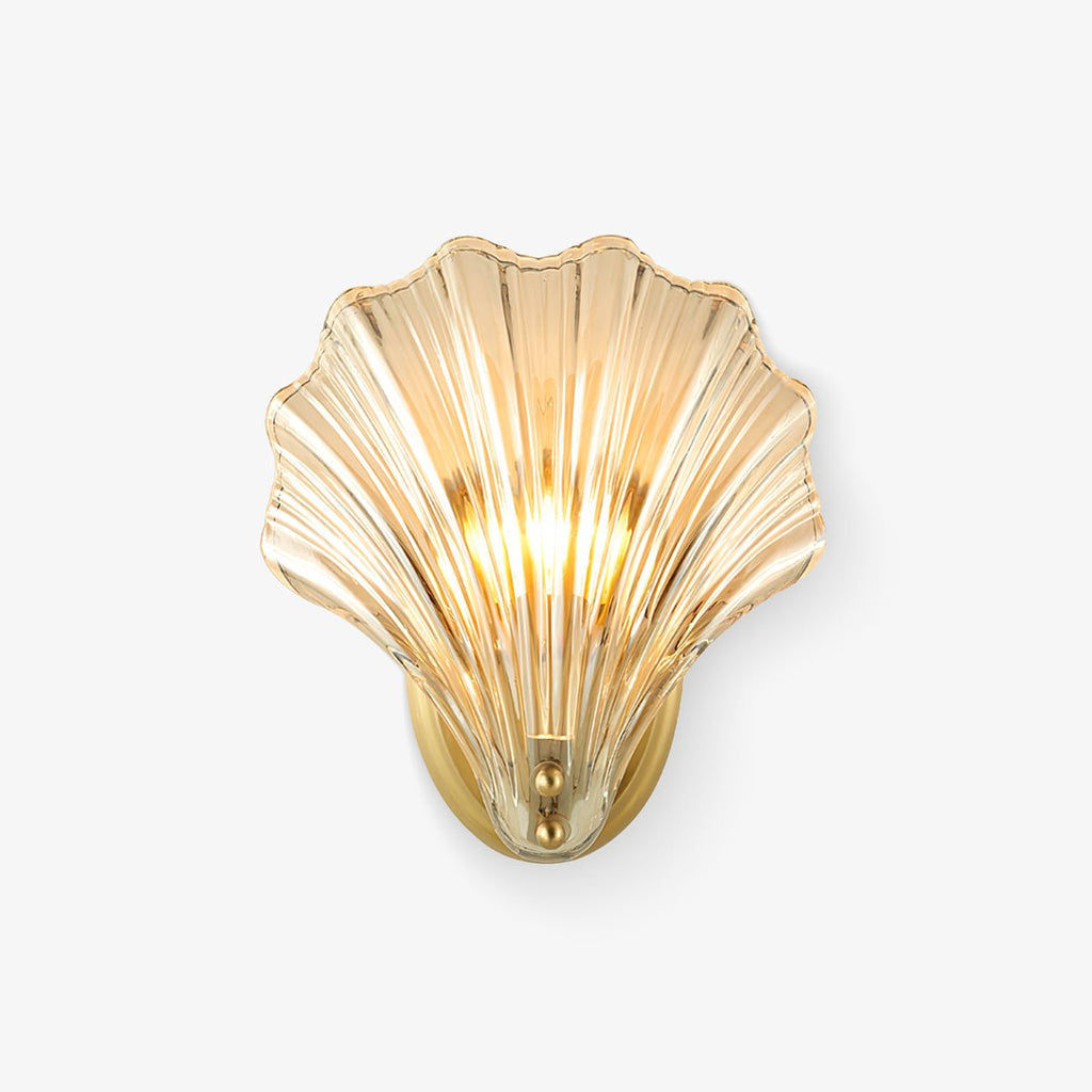 Elegant Shell Design LED Wall Sconce Brass Finish 1