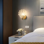 Elegant Shell Design LED Wall Sconce Brass Finish 2