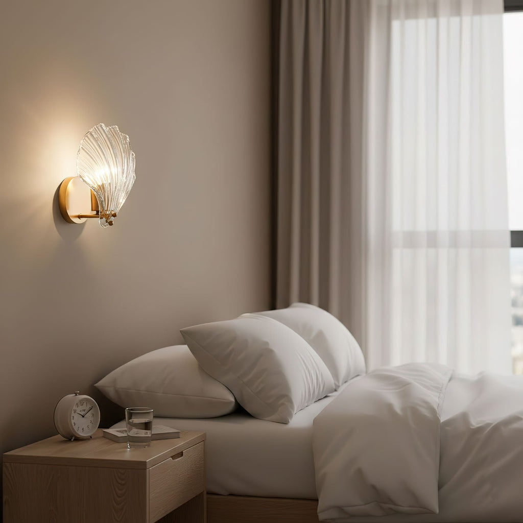 Elegant Shell Design LED Wall Sconce Brass Finish 4