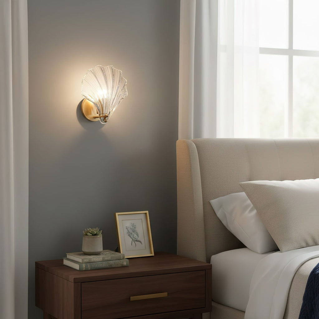 Elegant Shell Design LED Wall Sconce Brass Finish 5