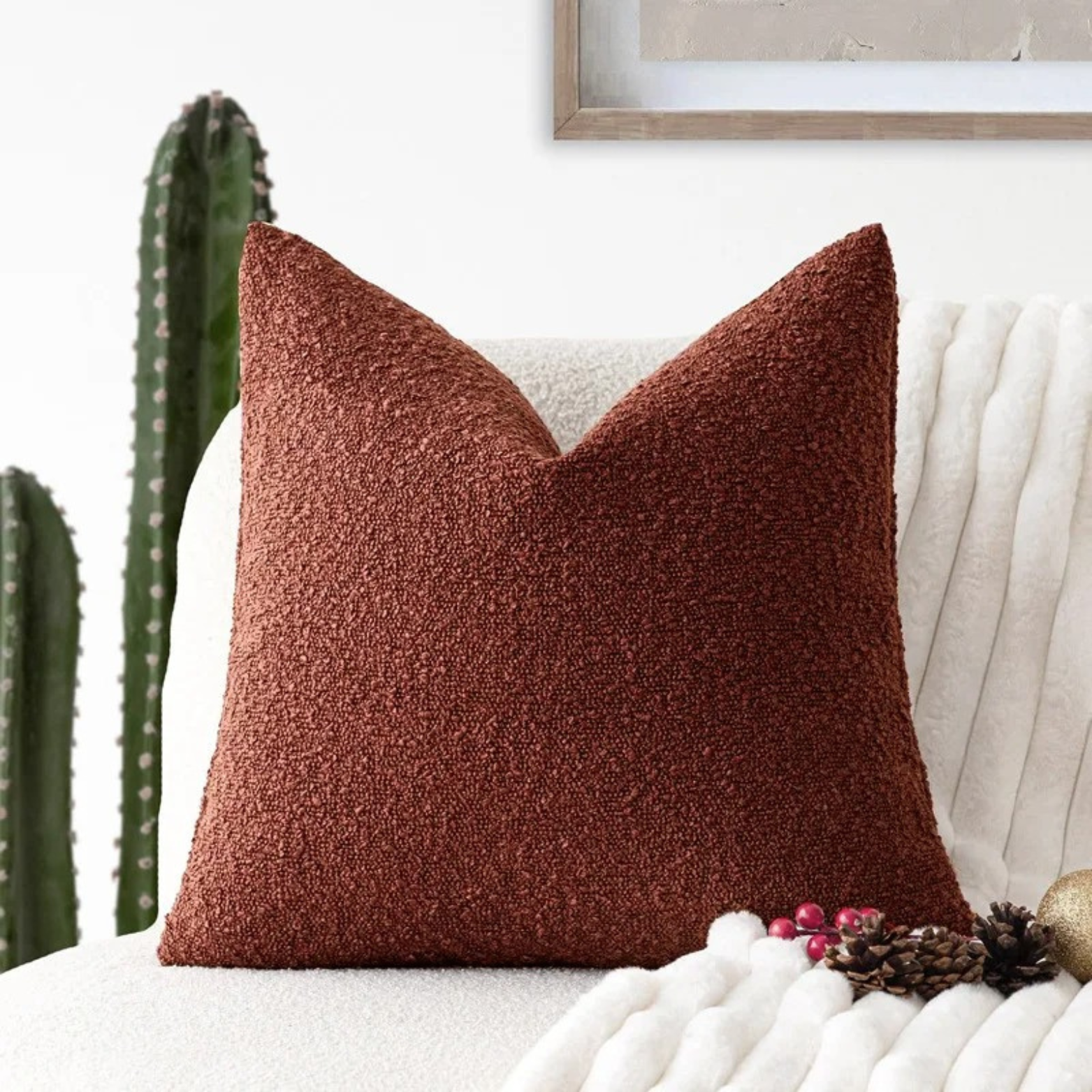Elegant Tulum Cushion Cover – 45cm x 45cm Boucle Fabric Home Accent for Sofas and Armchairs 12