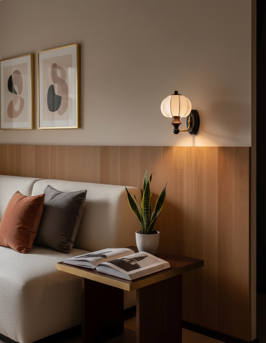 Elegant Wall Light Sconce with Pleated Shade – Modern Design for Ambient Illumination 1