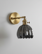 Elegant Wall Sconce Lighting with Glass Shade – Vintage Brass Flower Design 3