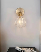 Elegant Wall Sconce Lighting with Glass Shade – Vintage Brass Flower Design 6