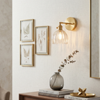 Elegant Wall Sconce Lighting with Glass Shade – Vintage Brass Flower Design 99