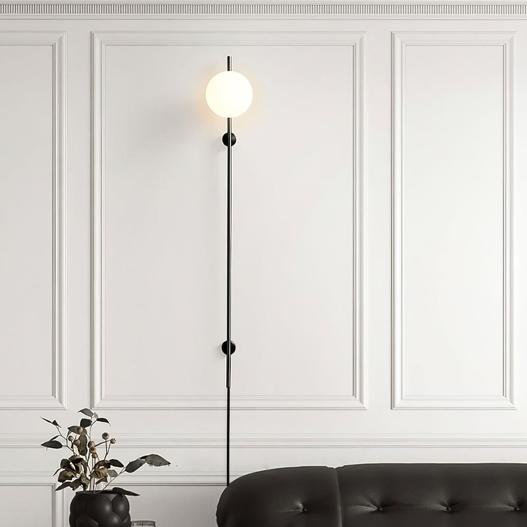 Elegant White Glass LED Wall Sconce Black Metal Finish 3