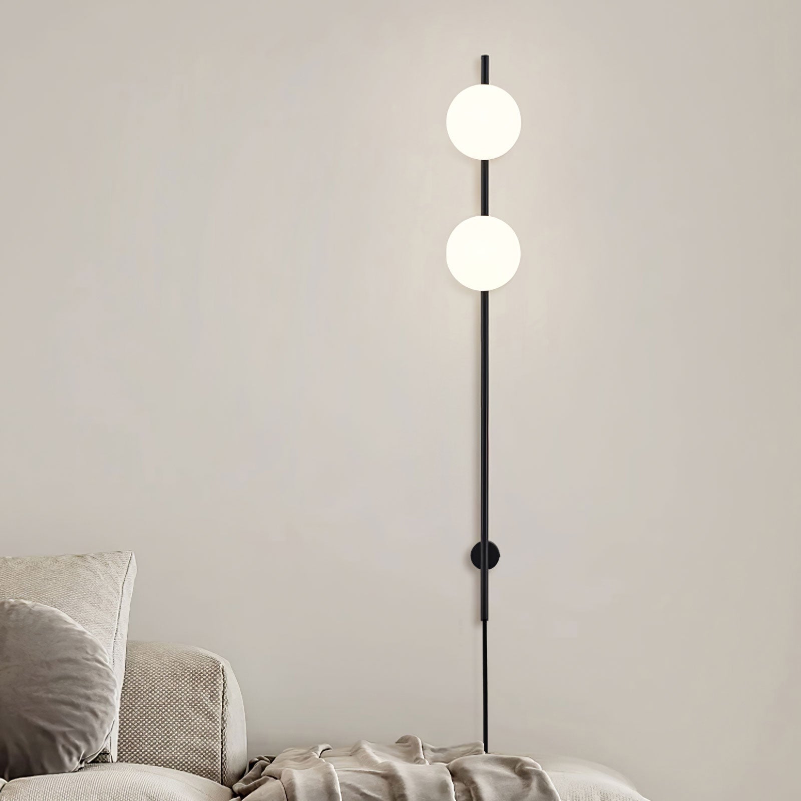 Elegant White Glass LED Wall Sconce Black Metal Finish 4