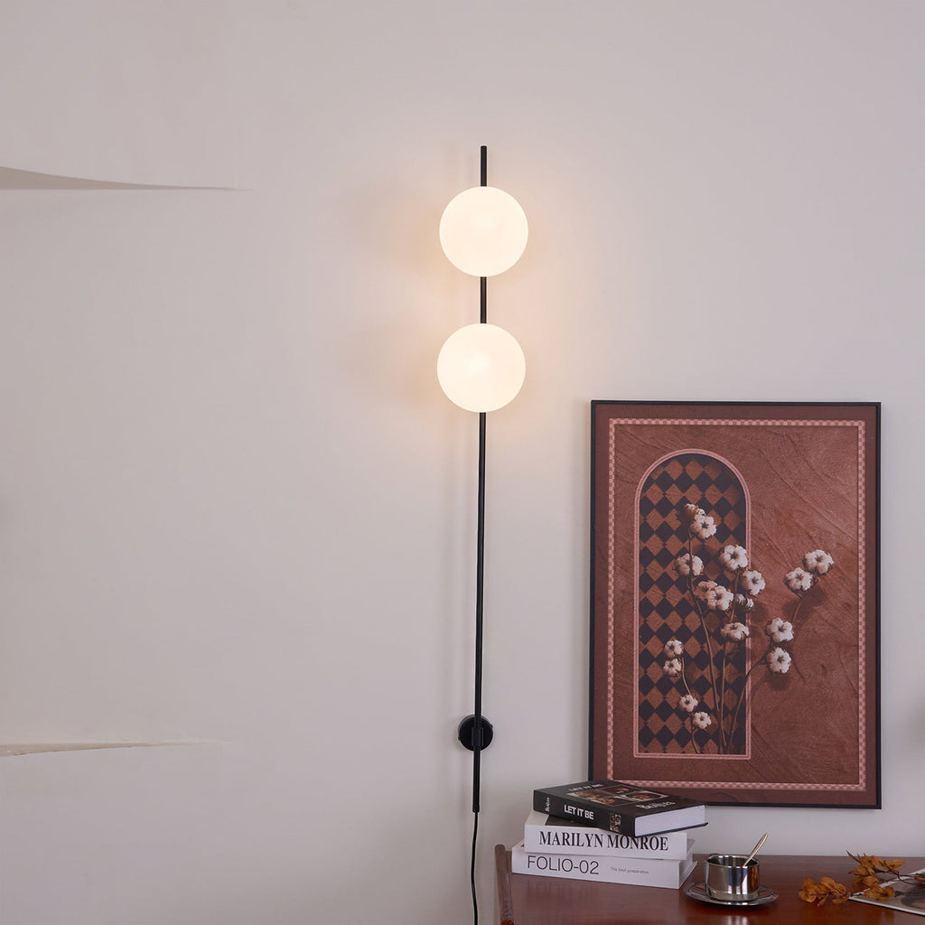 Elegant White Glass LED Wall Sconce Black Metal Finish 5