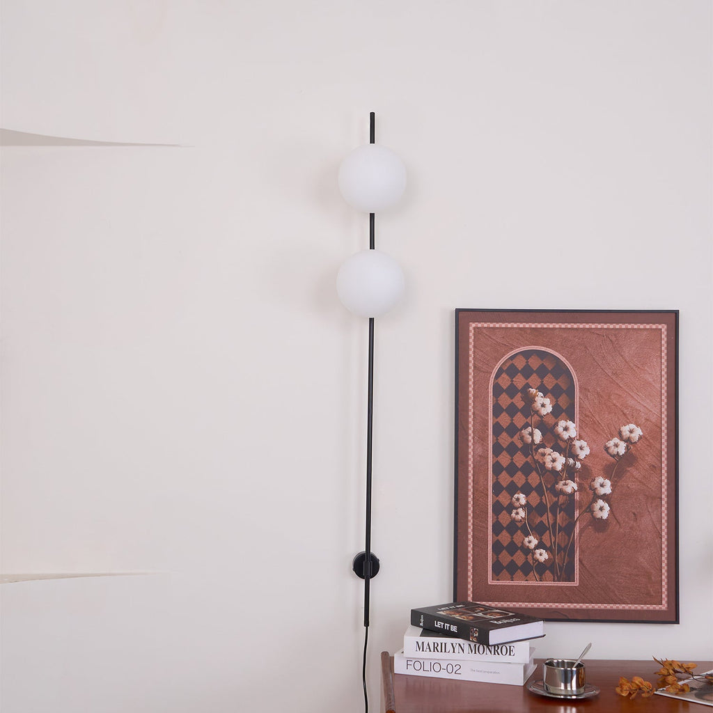 Elegant White Glass LED Wall Sconce Black Metal Finish 8