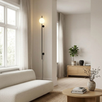 Elegant White Glass LED Wall Sconce Black Metal Finish 99