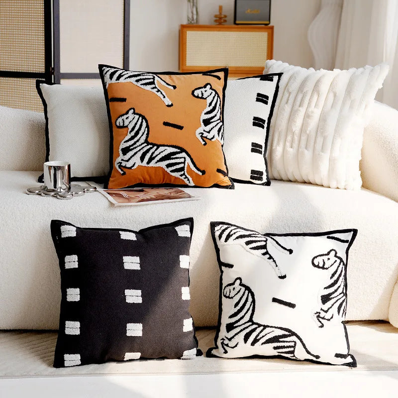 Embroidered Horse Print Throw Pillow Cover – Decorative Couch Pillow for Sofa 2