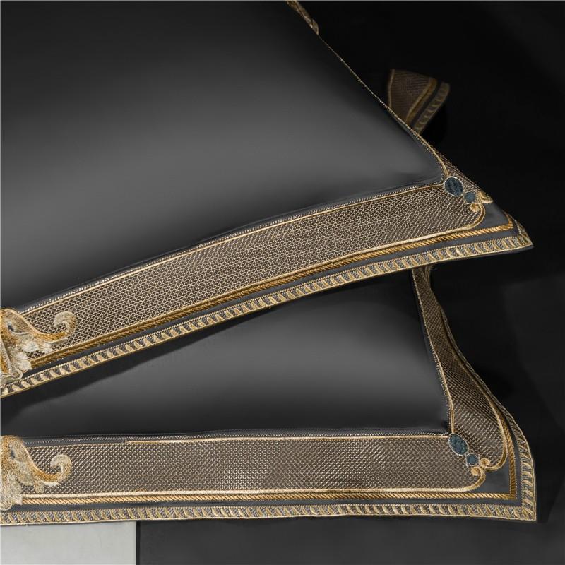 Embroidered King Size Duvet Cover Set in Grey – 1000 TC Egyptian Cotton Bedding 2