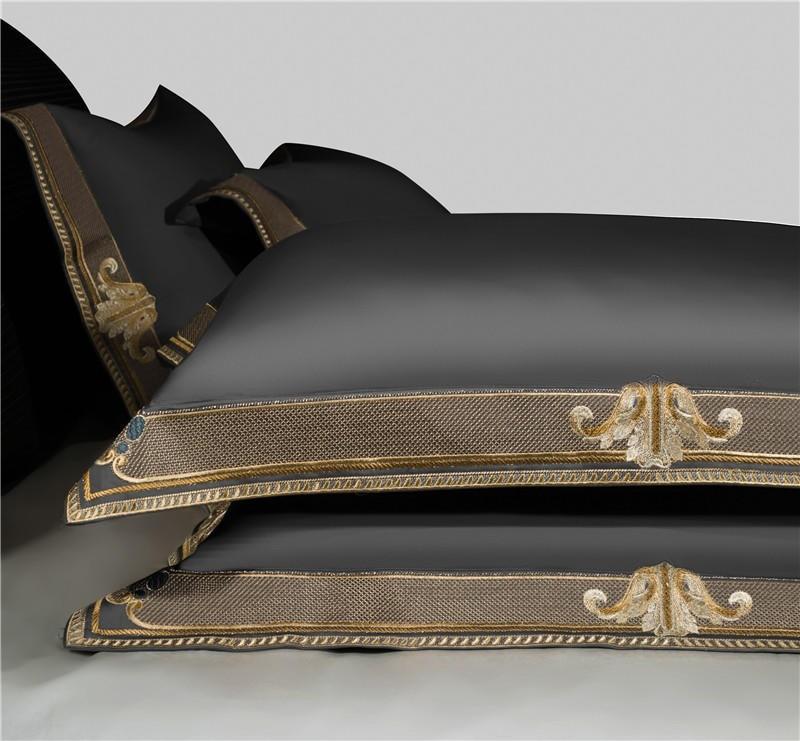 Embroidered King Size Duvet Cover Set in Grey – 1000 TC Egyptian Cotton Bedding 3