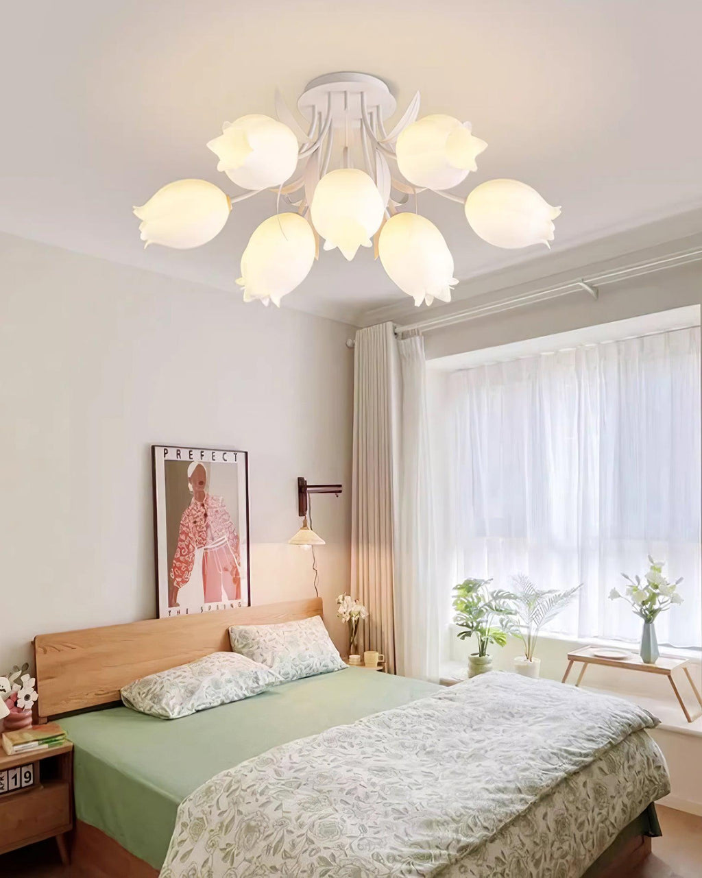 Floral Ceiling Light Metal Acrylic Adjustable Indoor 7