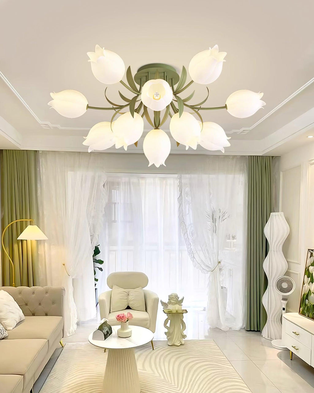 Floral Ceiling Light Metal Acrylic Adjustable Indoor 8