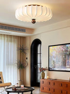 Floral Ceiling Light Wood Accent Integrated LED Elegant 3