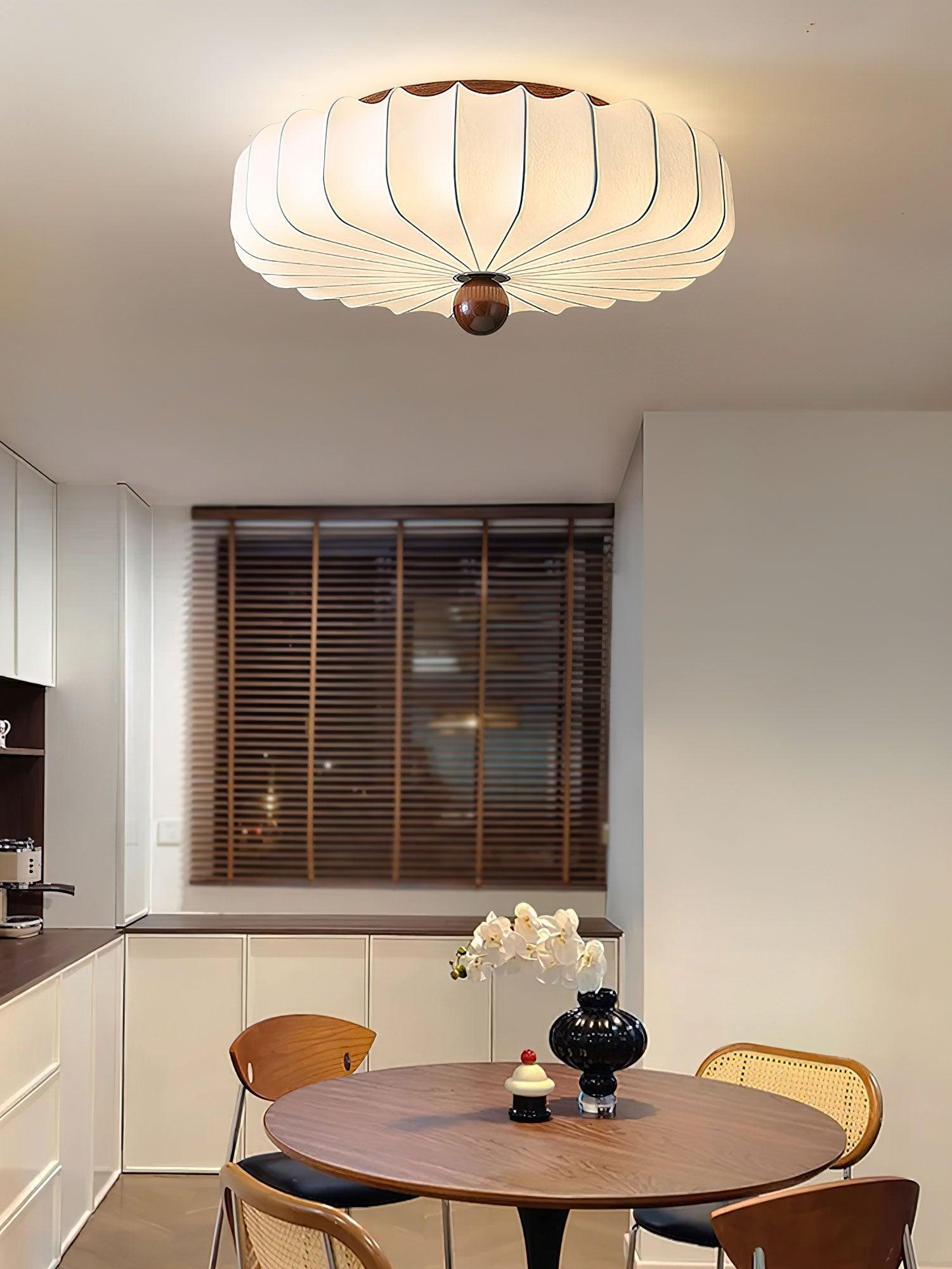 Floral Ceiling Light Wood Accent Integrated LED Elegant 4