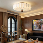 Floral Ceiling Light Wood Accent Integrated LED Elegant 99