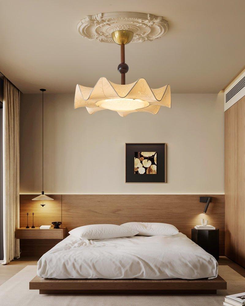 Floral Ceiling Light Wood Metal Integrated LED Dimmable 4