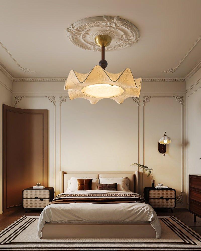 Floral Ceiling Light Wood Metal Integrated LED Dimmable 5