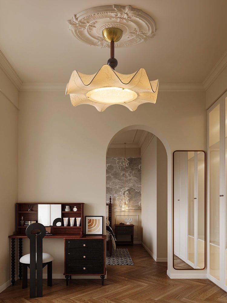 Floral Ceiling Light Wood Metal Integrated LED Dimmable 8