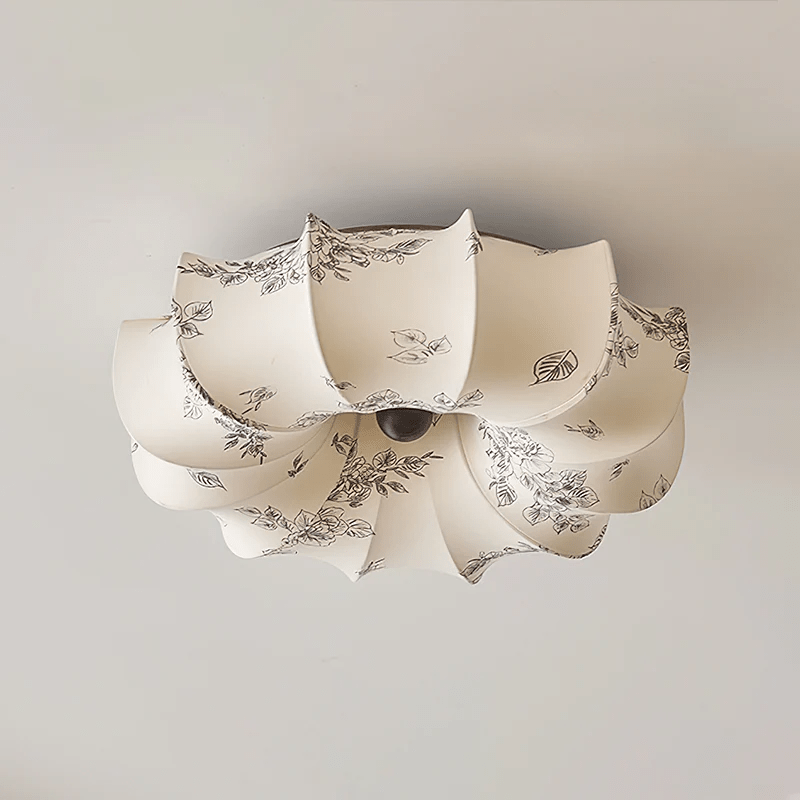 Floral Fabric Flush Mount Ceiling Light LED Dimmable Vintage Bedroom Living Room Home Decor - Stack & Clear 0