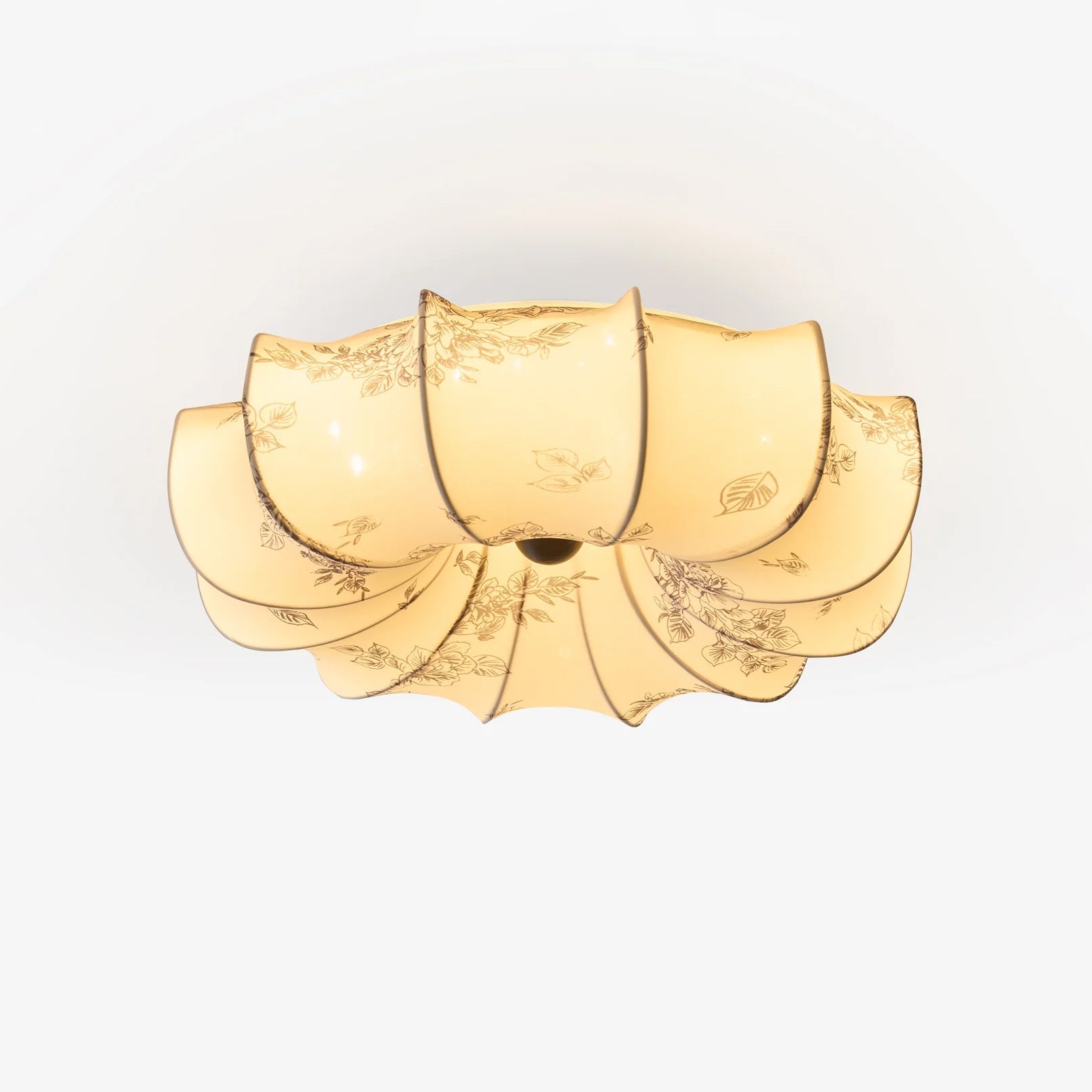 Floral Fabric Flush Mount Ceiling Light LED Dimmable Vintage Bedroom Living Room Home Decor - Stack & Clear 1