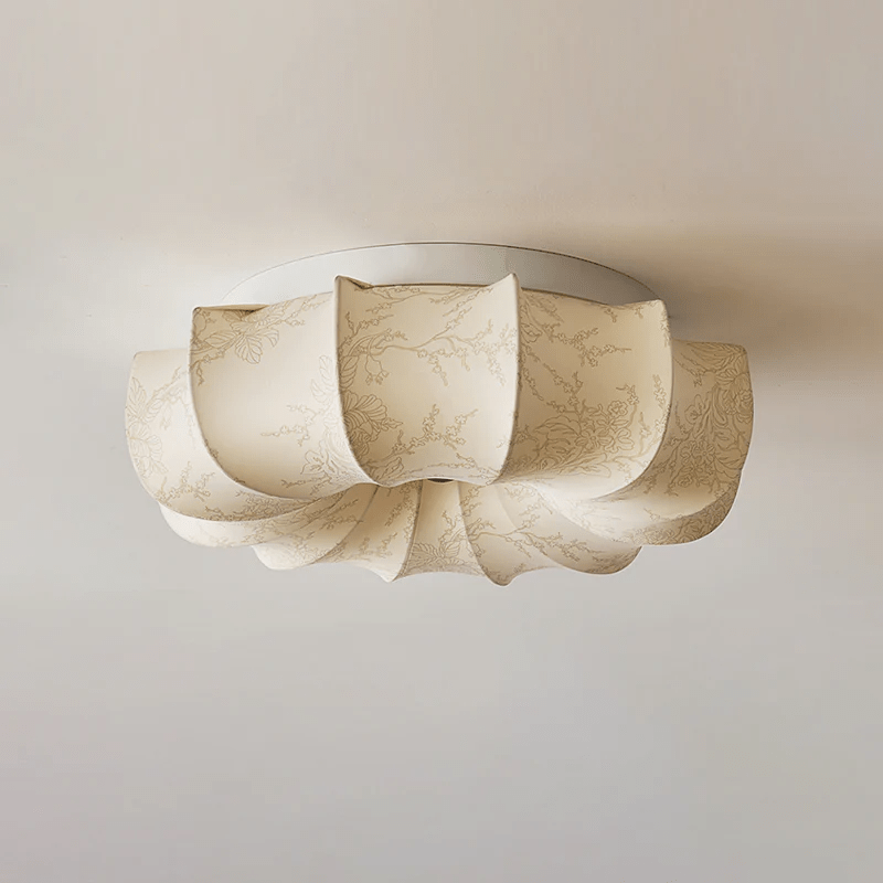 Floral Fabric Flush Mount Ceiling Light LED Dimmable Vintage Bedroom Living Room Home Decor - Stack & Clear 9