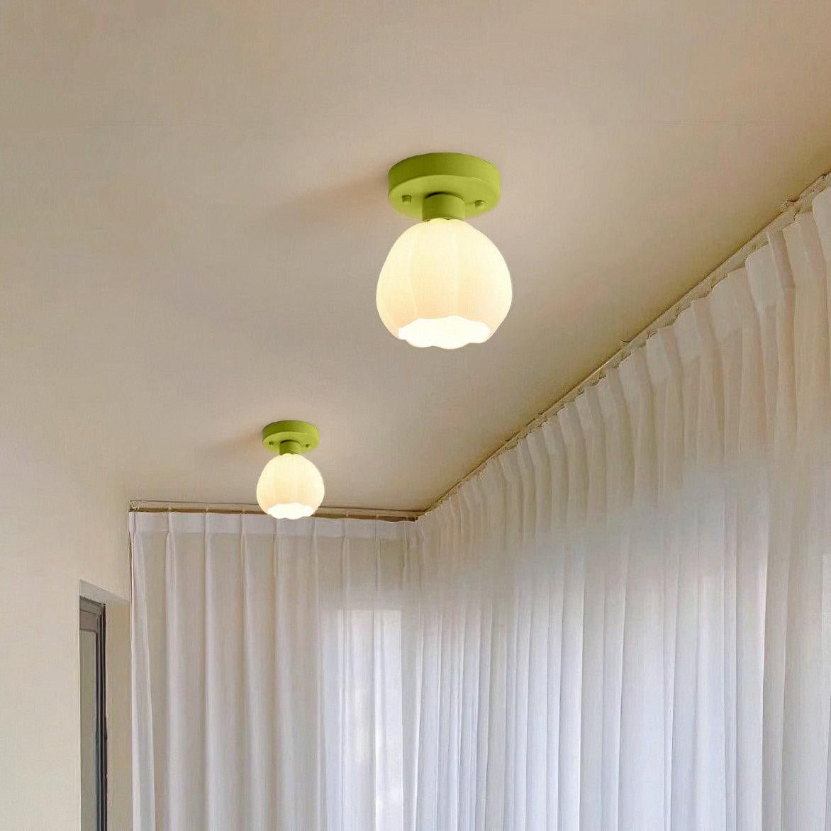 Floral Pendant Light Glass Metal Elegant Indoor Centerpiece 2