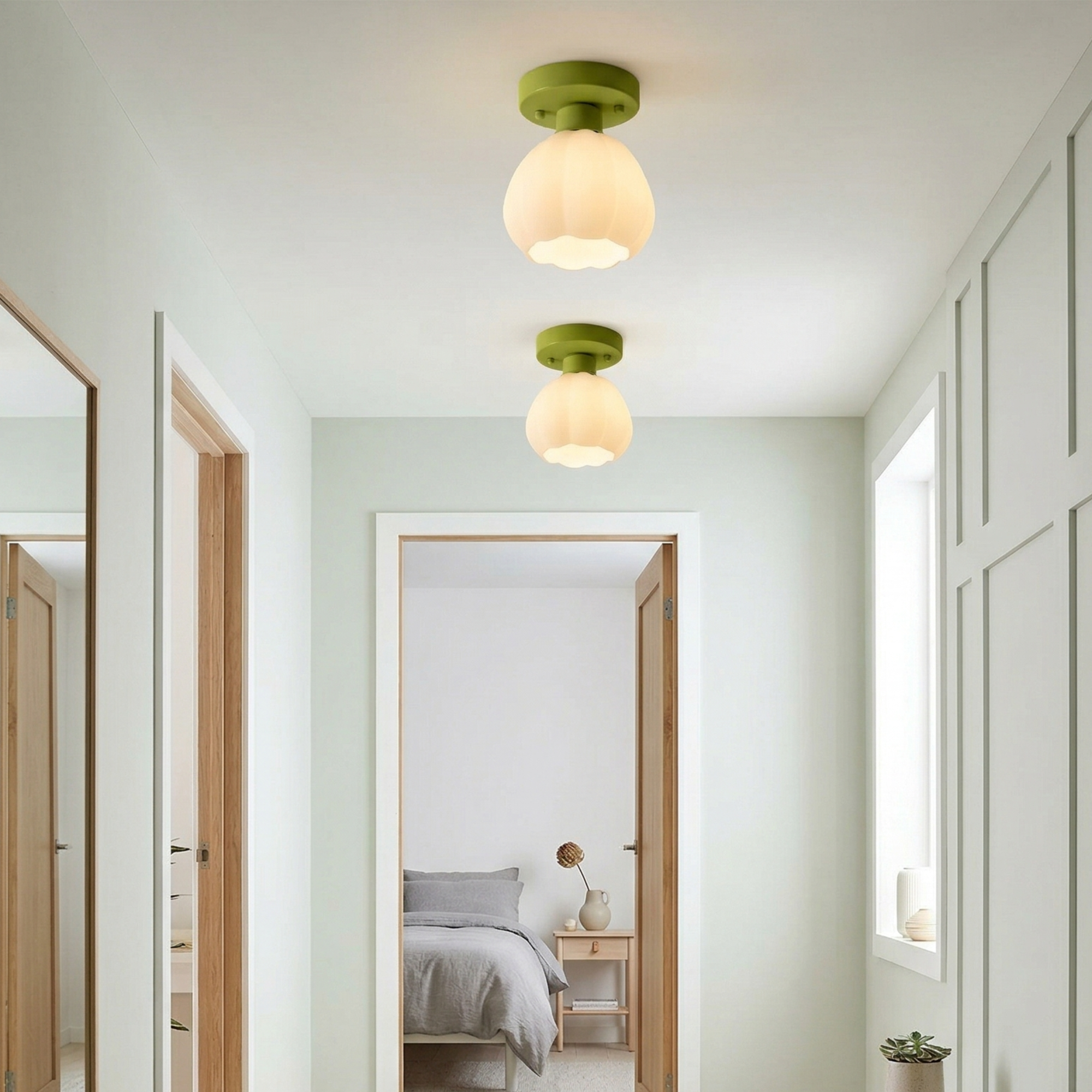 Floral Pendant Light Glass Metal Elegant Indoor Centerpiece 99