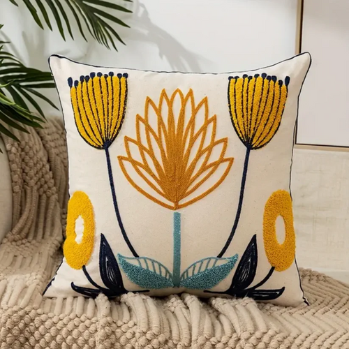 Floral Print Cushion 45x45 cm – Soft Decorative Throw Pillow with Removable Washable Cover 1