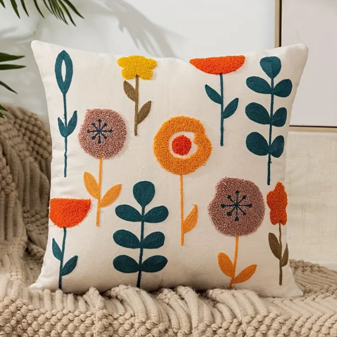 Floral Print Cushion 45x45 cm – Soft Decorative Throw Pillow with Removable Washable Cover 2