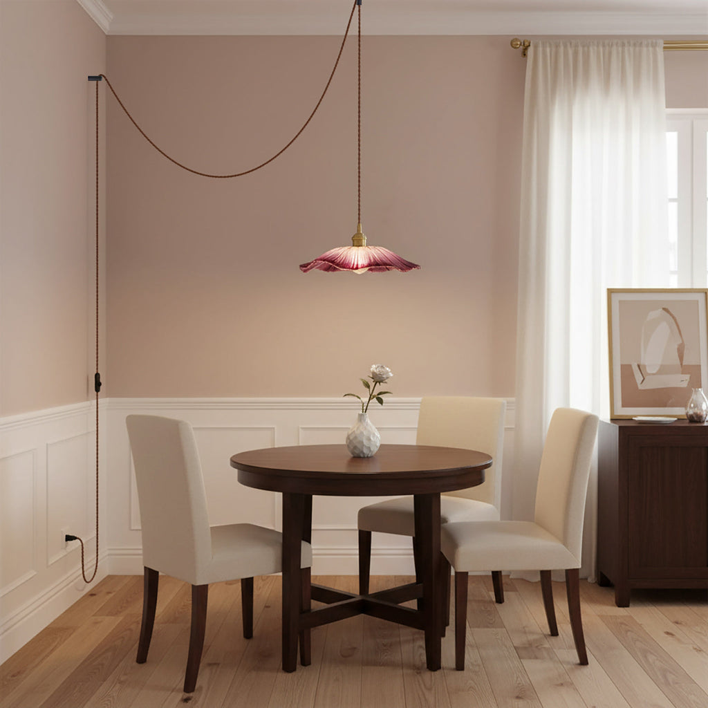 Flower Glass Pendant Light – Retro Adjustable Kitchen Pendant Lighting Fixture 8