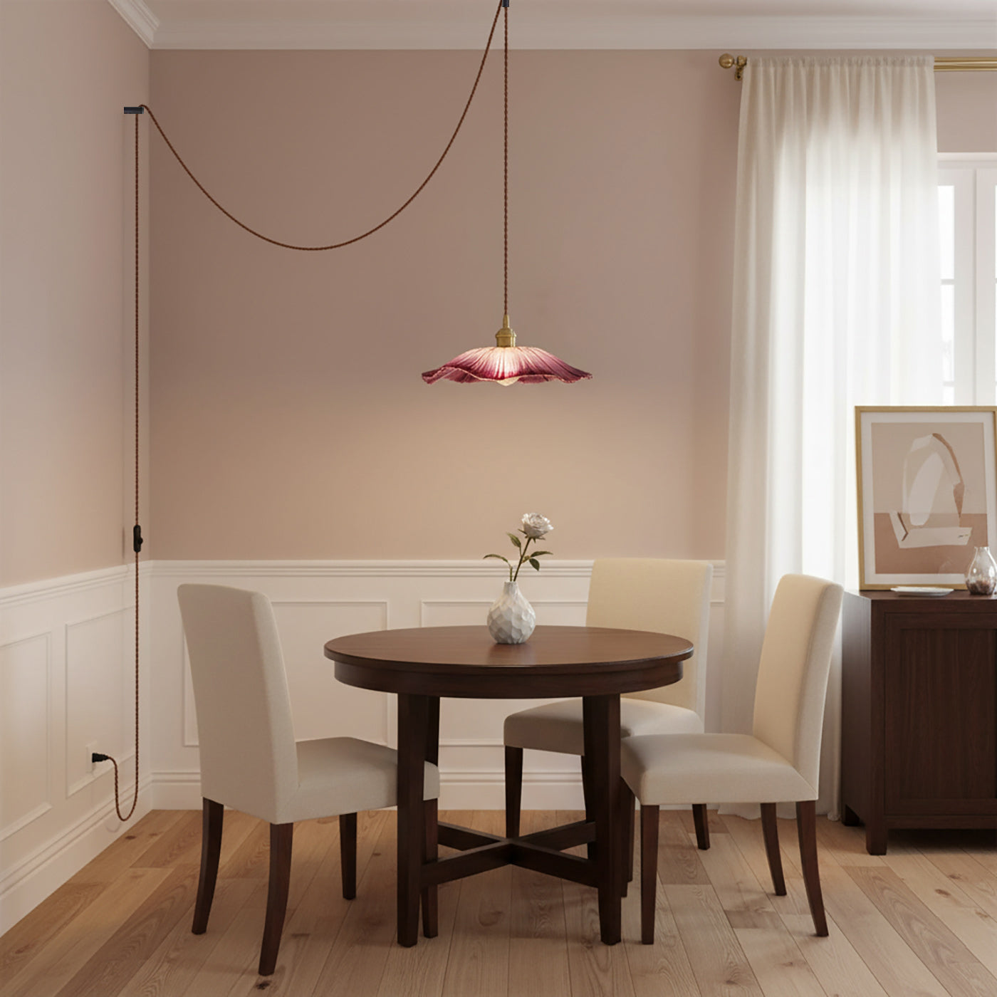 Flower Glass Pendant Light – Retro Adjustable Kitchen Pendant Lighting Fixture 8