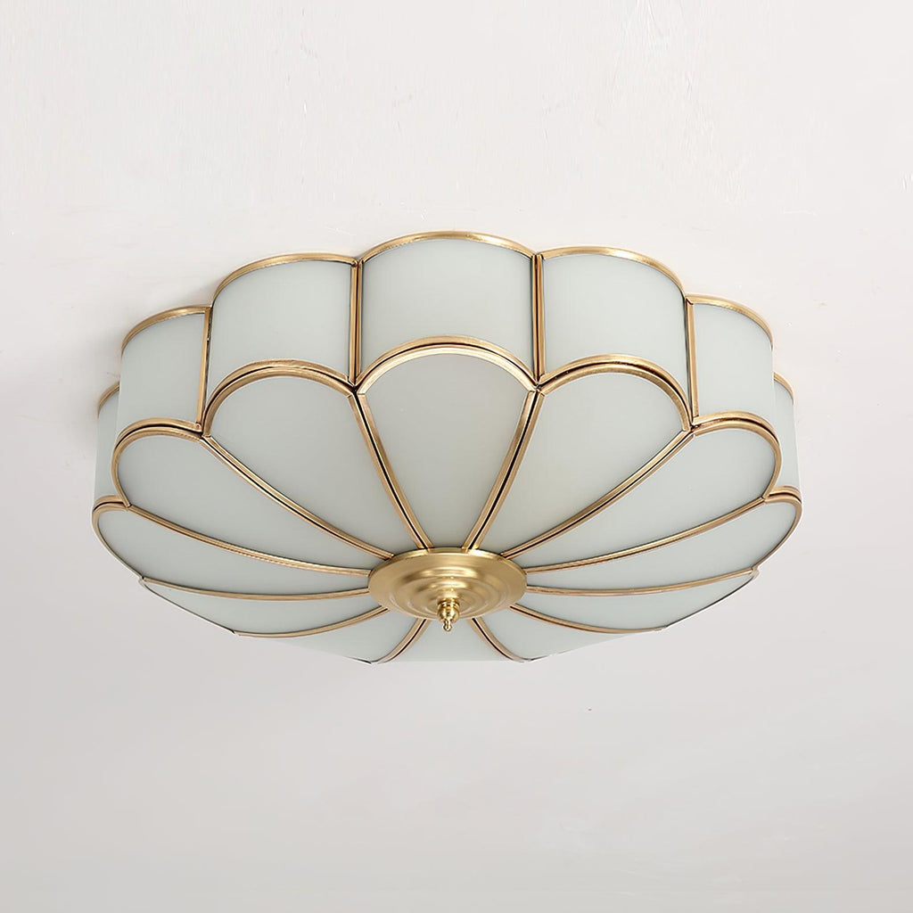 Flower Shape Glass Recessed Ceiling Light – Elegant Brass Finish with LED Compatibility 0