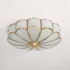 Flower Shape Glass Recessed Ceiling Light – Elegant Brass Finish with LED Compatibility 0