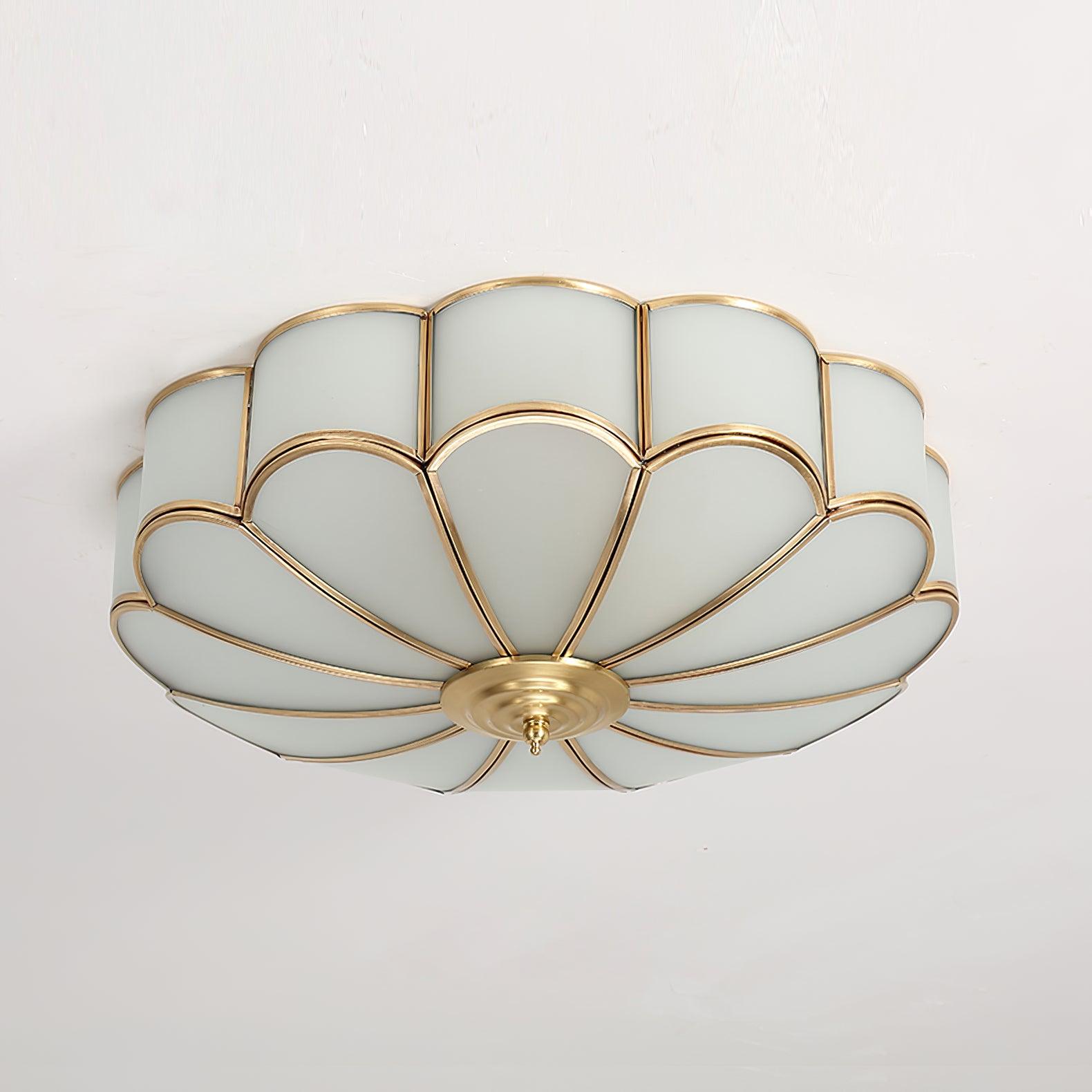 Flower Shape Glass Recessed Ceiling Light – Elegant Brass Finish with LED Compatibility 0