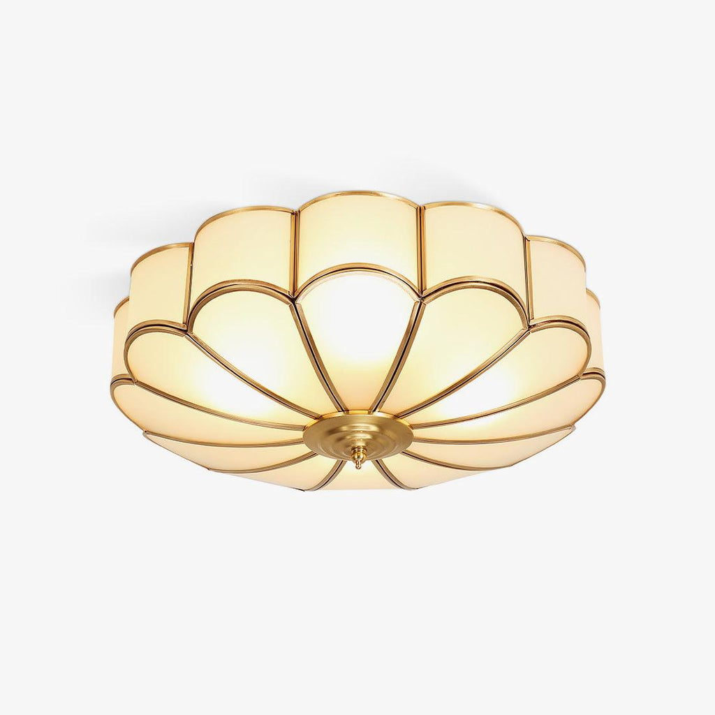 Flower Shape Glass Recessed Ceiling Light – Elegant Brass Finish with LED Compatibility 1