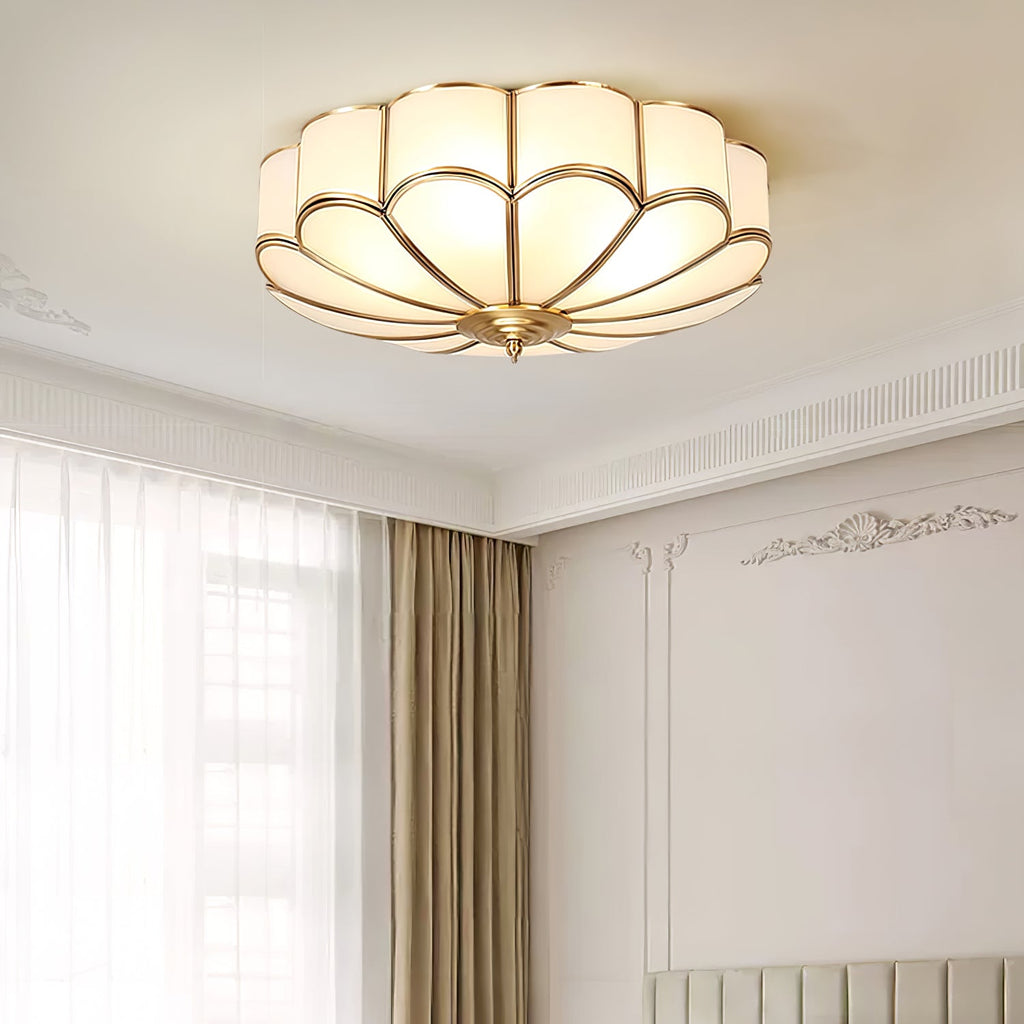 Flower Shape Glass Recessed Ceiling Light – Elegant Brass Finish with LED Compatibility 2