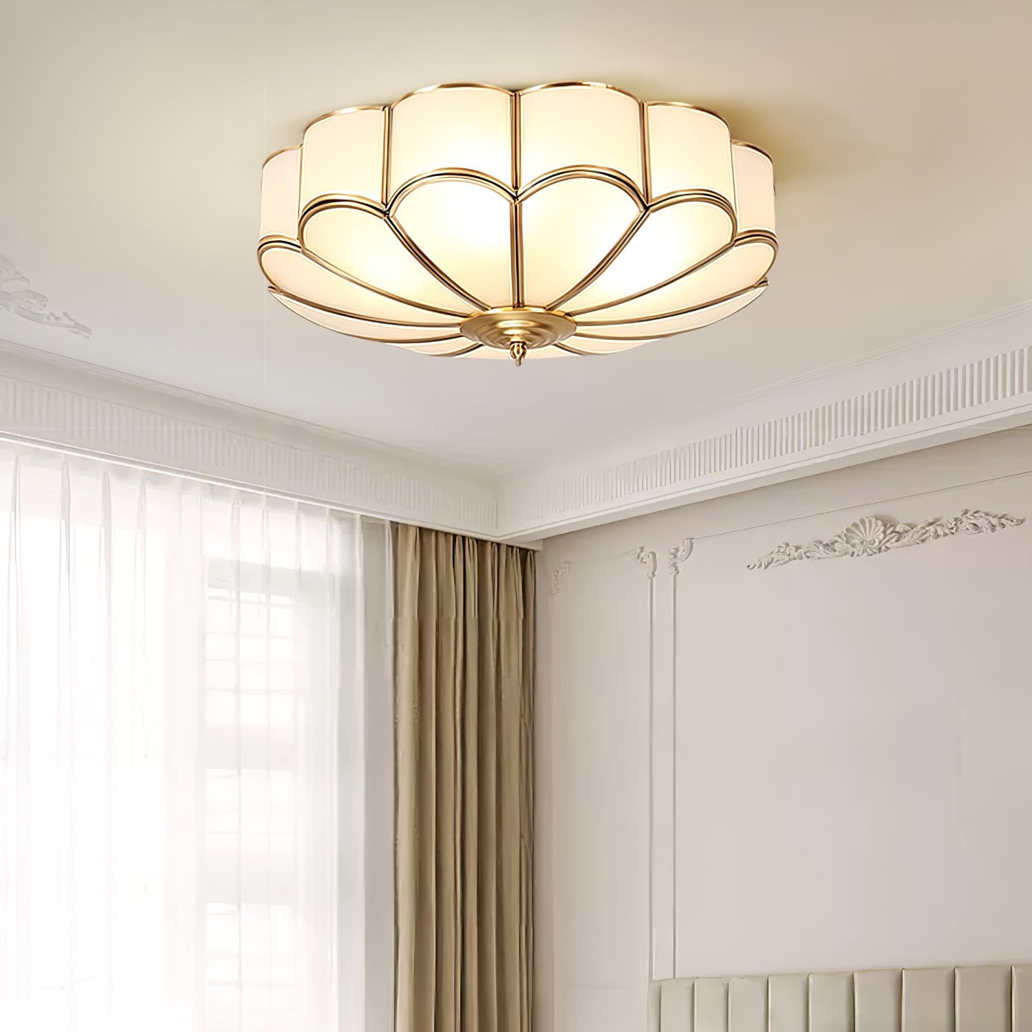 Flower Shape Glass Recessed Ceiling Light – Elegant Brass Finish with LED Compatibility 2