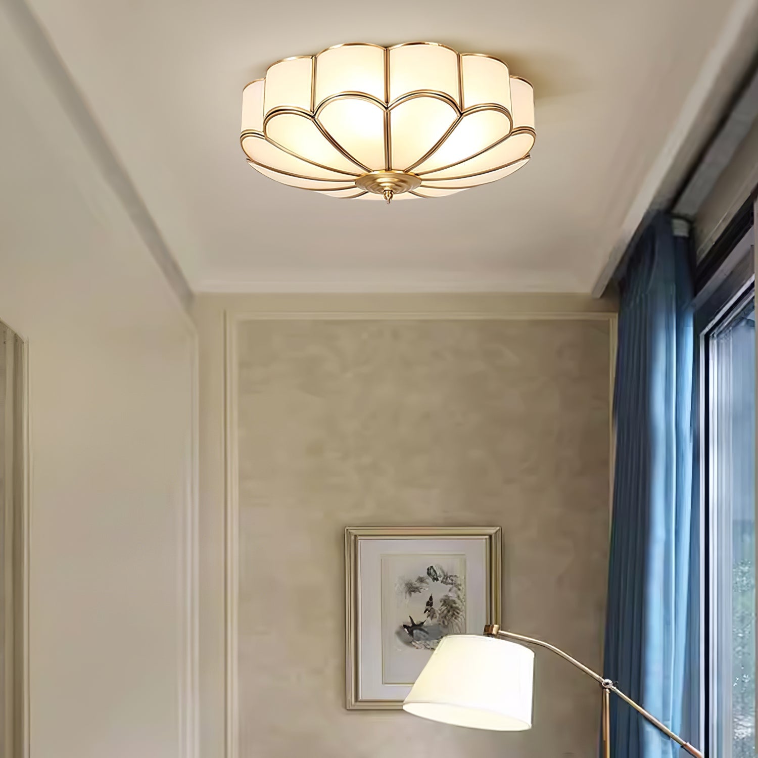 Flower Shape Glass Recessed Ceiling Light – Elegant Brass Finish with LED Compatibility 4